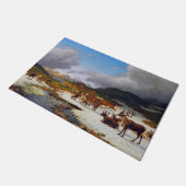 ロロスキャンプの北の山の中のトナカイの群れ ドアマット (アングル)