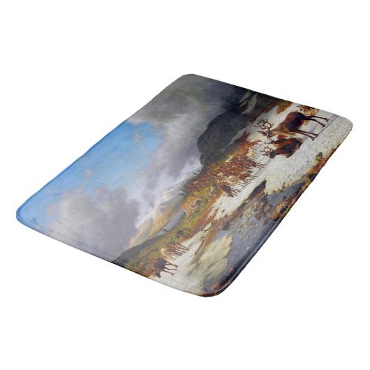 ロロスキャンプの北の山の中のトナカイの群れ バスマット (アングル)