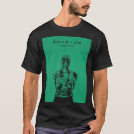 ロロノア・ゾロ 緑のマンガスタイルイラスト Tシャツ