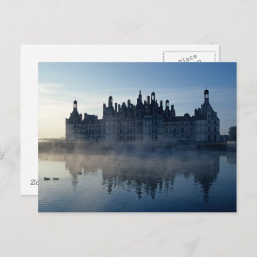 ロワールのロワール・エ・シェの夜明けのシャトー・シャンボール ポストカード (正面/裏面)