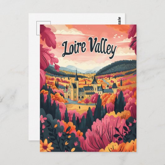 ロワールバレーフランスヴィンテージアート ポストカード (正面/裏面)