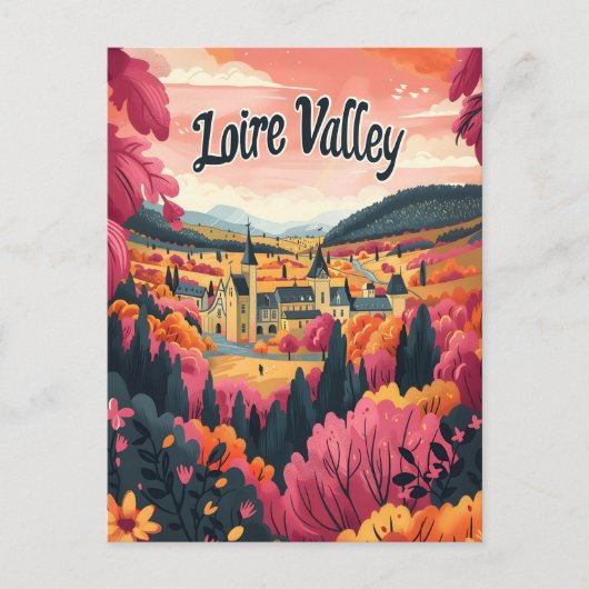 ロワールバレーフランスヴィンテージアート ポストカード (正面)