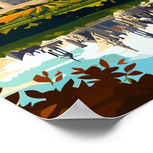 ロワールバレーフランスヴィンテージ旅行イラストレーション ポスター (角)