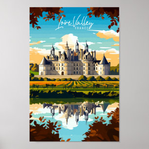ロワールバレーフランスヴィンテージ旅行イラストレーション ポスター