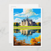 ロワールバレーフランスヴィンテージ旅行イラストレーション ポストカード (正面/裏面)