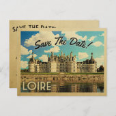 ロワール・シャンボルド・フランスセーブ・ザ・デイト・ヴィンテージ 案内ポストカード (正面/裏面)