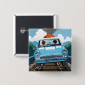 ロンとハリー・ポッターがホグワーツへ飛ぶ車 缶バッジ (正面&裏面)