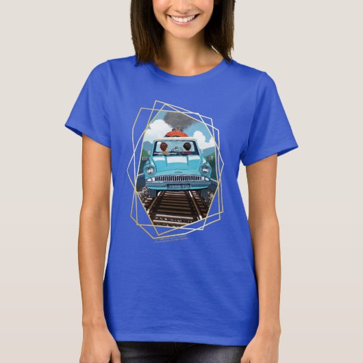 ロンとハリー・ポッターがホグワーツへ飛ぶ車 Tシャツ (正面)