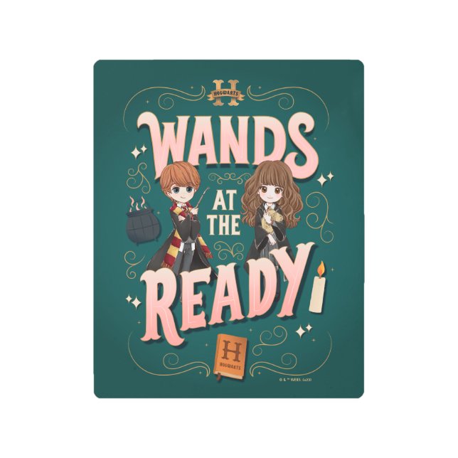 ロンとハーマイオニーが準備を進める メタルプリント (正面)