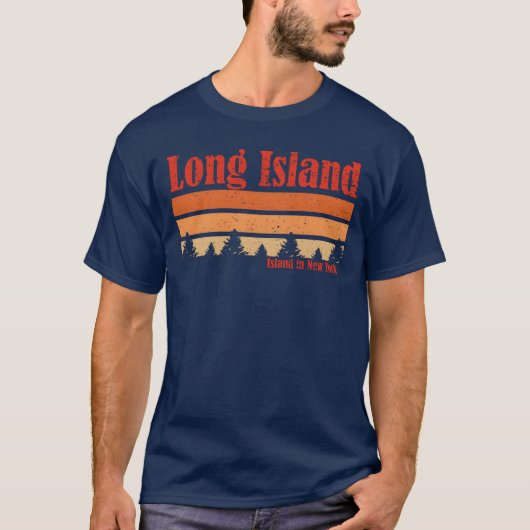 ロンアイランド ニューヨーク 風化 70年代 80年代 スタイル レトロ Tシャツ (正面)