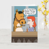 ロングおもしろい顔馬誕生日カード カード (黄色い花)