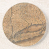 ロングアイランドおよびコネチカット(1815年)のヴィンテージの地図 コースター (正面)