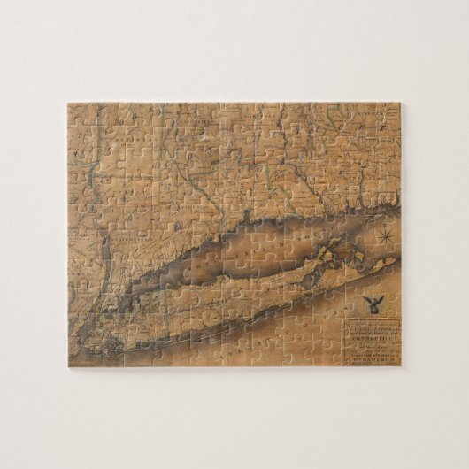 ロングアイランドおよびコネチカット(1815年)のヴィンテージの地図 ジグソーパズル (横)