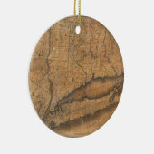 ロングアイランドとコネチカットのヴィンテージの地図（1815年） セラミックオーナメント (右)