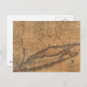 ロングアイランドとコネチカットのヴィンテージの地図(1815年) ポストカード (正面/裏面)