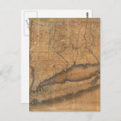 ロングアイランドとコネチカットのヴィンテージの地図（1815年） ポストカード (正面/裏面)