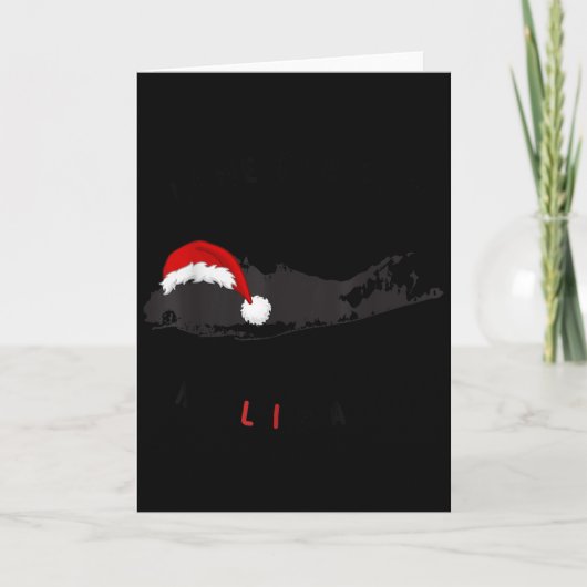 ロングアイランドのクリスマス - サンタ付きロングアイランド地図 カード (正面)