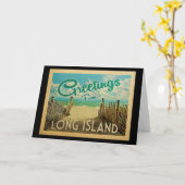 ロングアイランドのビーチのヴィンテージ旅行 カード (黄色い花)