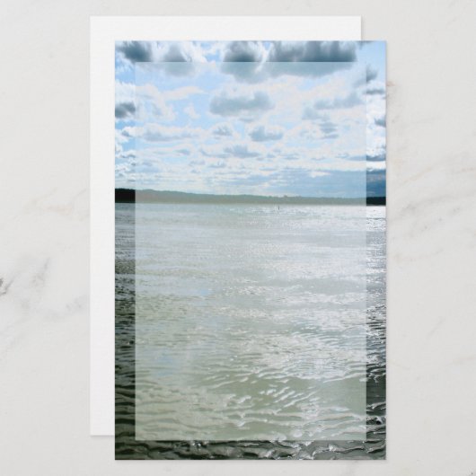 ロングアイランドのビーチの景色の文房具 便箋 (正面/裏面)