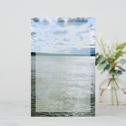 ロングアイランドのビーチの景色の文房具 便箋 (スタンド正面)