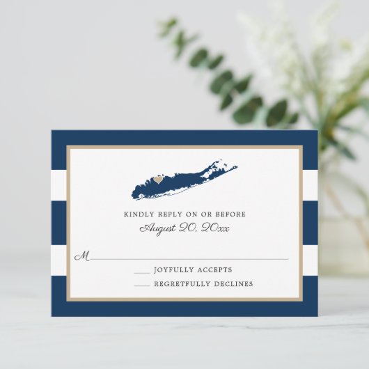 ロングアイランドの北岸ハート結婚式RSVP 出欠カード (スタンド正面)