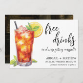 ロングアイランドアイスティーのユーモアあふれるウェディングカクテル写真 セーブザデート (正面/裏面)