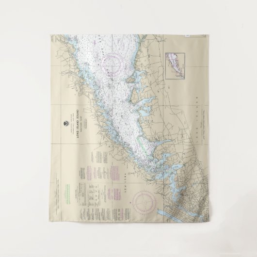 ロングアイランドサウンドウェスタン航海のパートチャート タペストリー (正面)