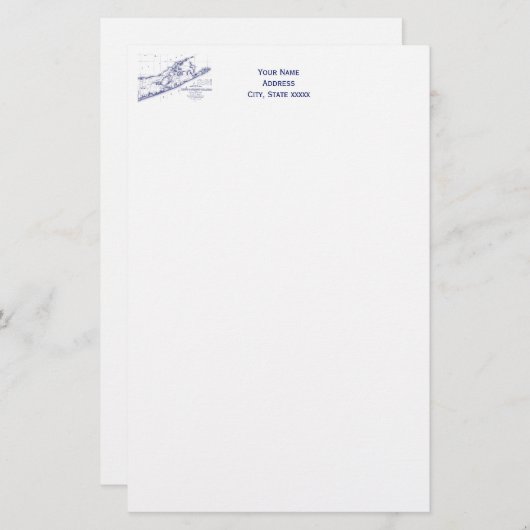 ロングアイランドザハンプトンズの地図 便箋 (正面/裏面)