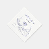 ロングアイランドザハンプトンズマップネイビーブルー結婚ズ スタンダードカクテルナプキン (角)