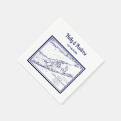 ロングアイランドザハンプトンズマップネイビーブルー結婚ズ スタンダードカクテルナプキン (角)