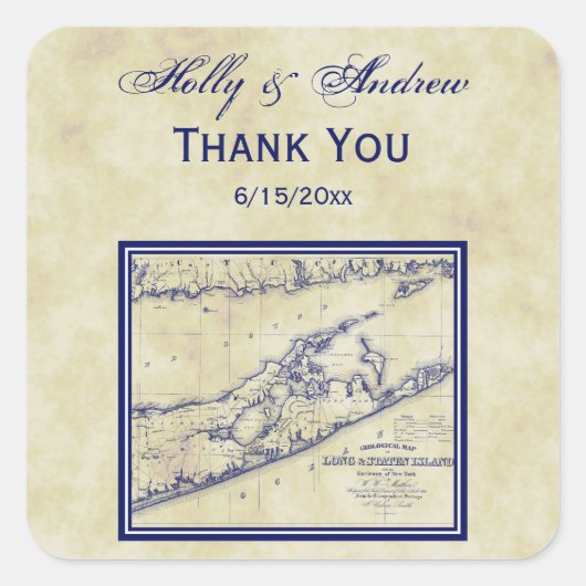 ロングアイランドザハンプトンズマップ動揺して スクエアシール (正面)