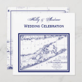 ロングアイランドザハンプトンズマップ結婚SQ 招待状 (正面/裏面)