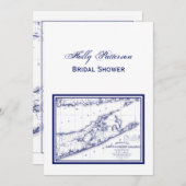 ロングアイランドザハンプトンズマップVCブライダルシャワー 招待状 (正面/裏面)