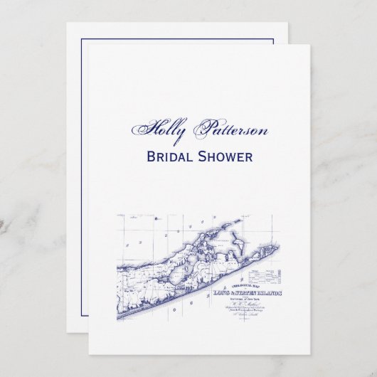 ロングアイランドザハンプトンズマップVCブライダルシャワー 招待状 (正面/裏面)