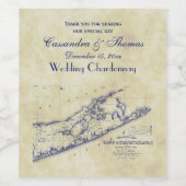 ロングアイランドザハンプトン動揺してズの地図BG #3 ワインラベル (シングルラベル)