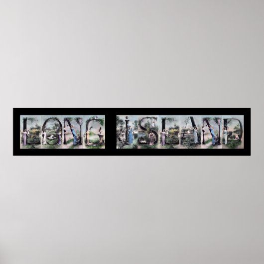 ロングアイランドヴィンテージアルファベット文字名アート ポスター (正面)