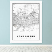 ロングアイランド地図 キャンバスプリント (インサイチュ (ウッドフロア))