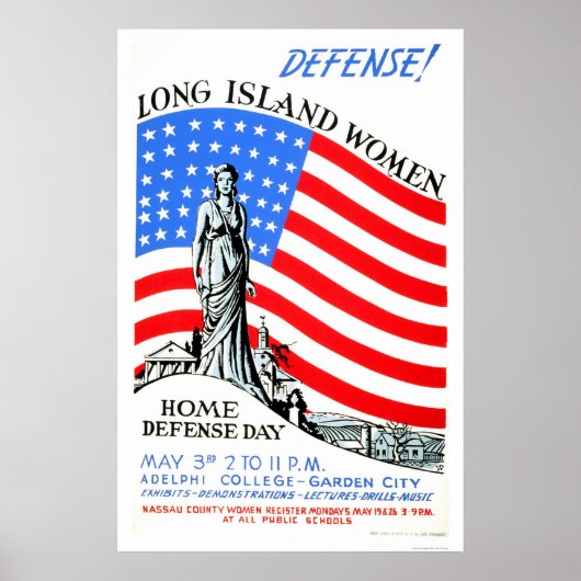 ロングアイランド女性WWII 1941 WPA ポスター (正面)