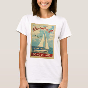 ロングアイランド帆船ビンテージトラベルニューヨーク Tシャツ