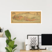 ロングアイランド鉄道地図1884 ポスター (ホームオフィス)