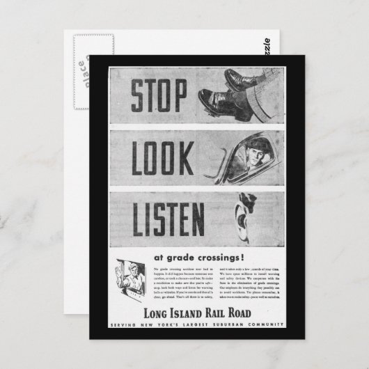 ロングアイランド鉄道安全 ポストカード (正面/裏面)