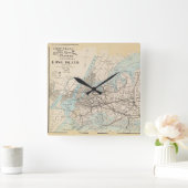 ロングアイランド・クイーンズの地図 スクエア壁時計 (ホーム)