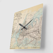 ロングアイランド・クイーンズの地図 スクエア壁時計 (傾斜)