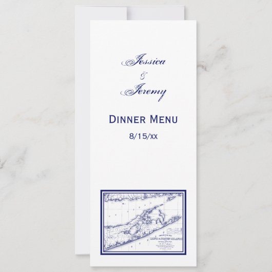 ロングアイランド ハンプトン 地図 ヴィンテージスタイル カスタマイズパーティー招待状 招待状 (正面)