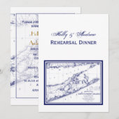 ロングアイランド ハンプトン 地図 ヴィンテージスタイル 招待状 (正面/裏面)