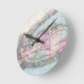 ロングアイランド(1880年)のヴィンテージの地図 ラウンド壁時計 (傾斜)