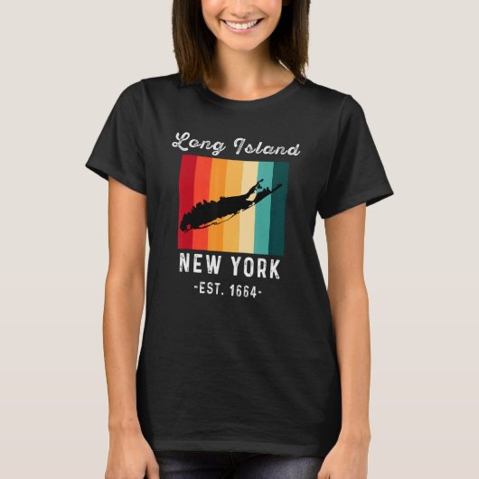 ロングアイランドNYお土産先住民ロングアイランダーマップV Tシャツ (正面)