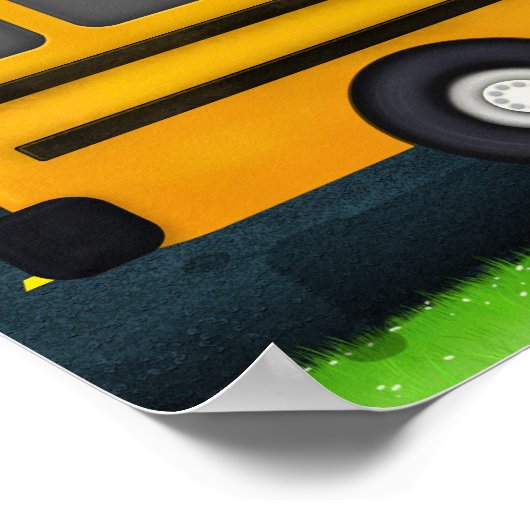 ロングイエロースクールバス16フォトカスタムー記念Keepsake ポスター (角)