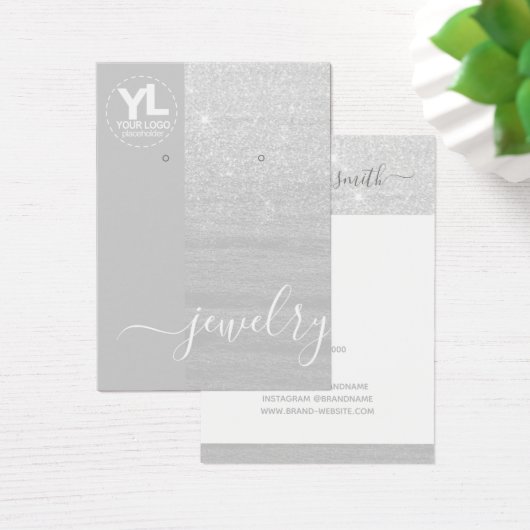 ロングイヤリングディスプレイグラマー銀グリッターグラム (デスク)