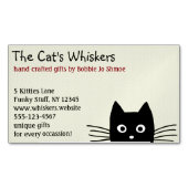 ロングウィスカー付き黒猫 マグネット名刺 (正面)